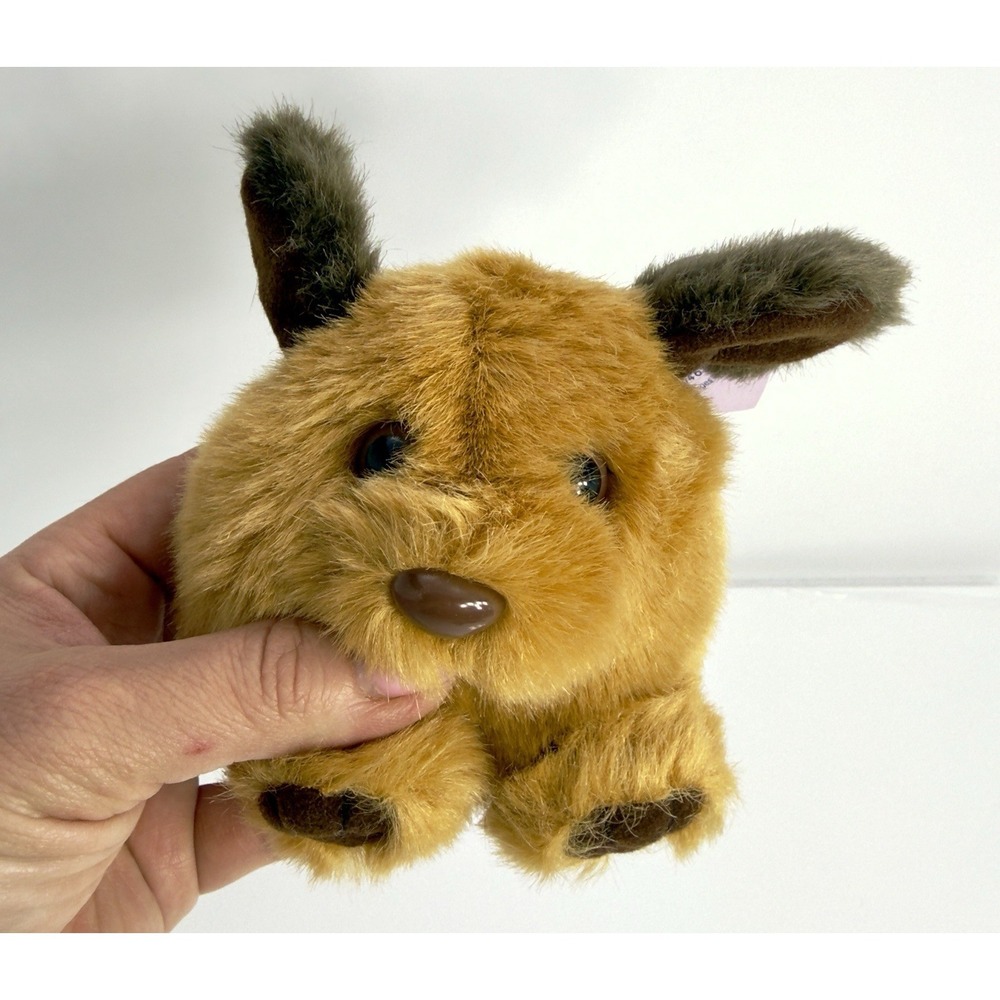 NEW Vintage 1997 Puffkins CUTE TAN & BROWN PUPPY DOG 4" Plush STUFFED ANIMAL Toy